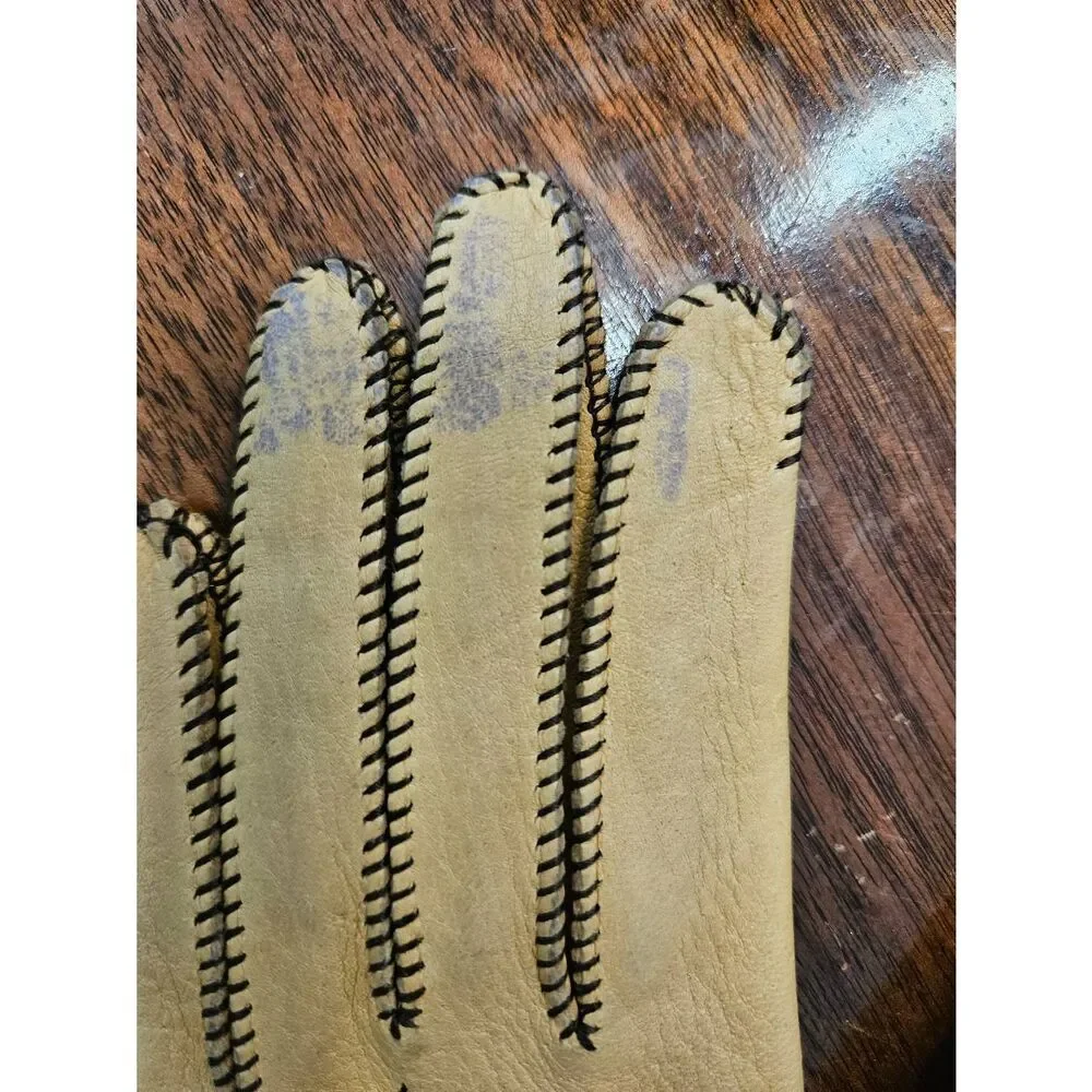 Vintage Embroidered Leather Gloves SZ 6 3/4